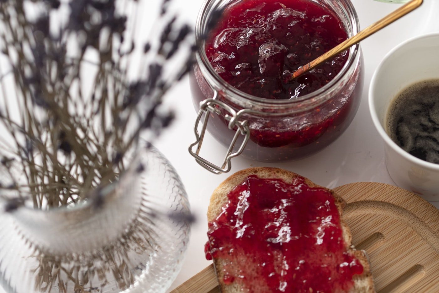Toast with butter and jam