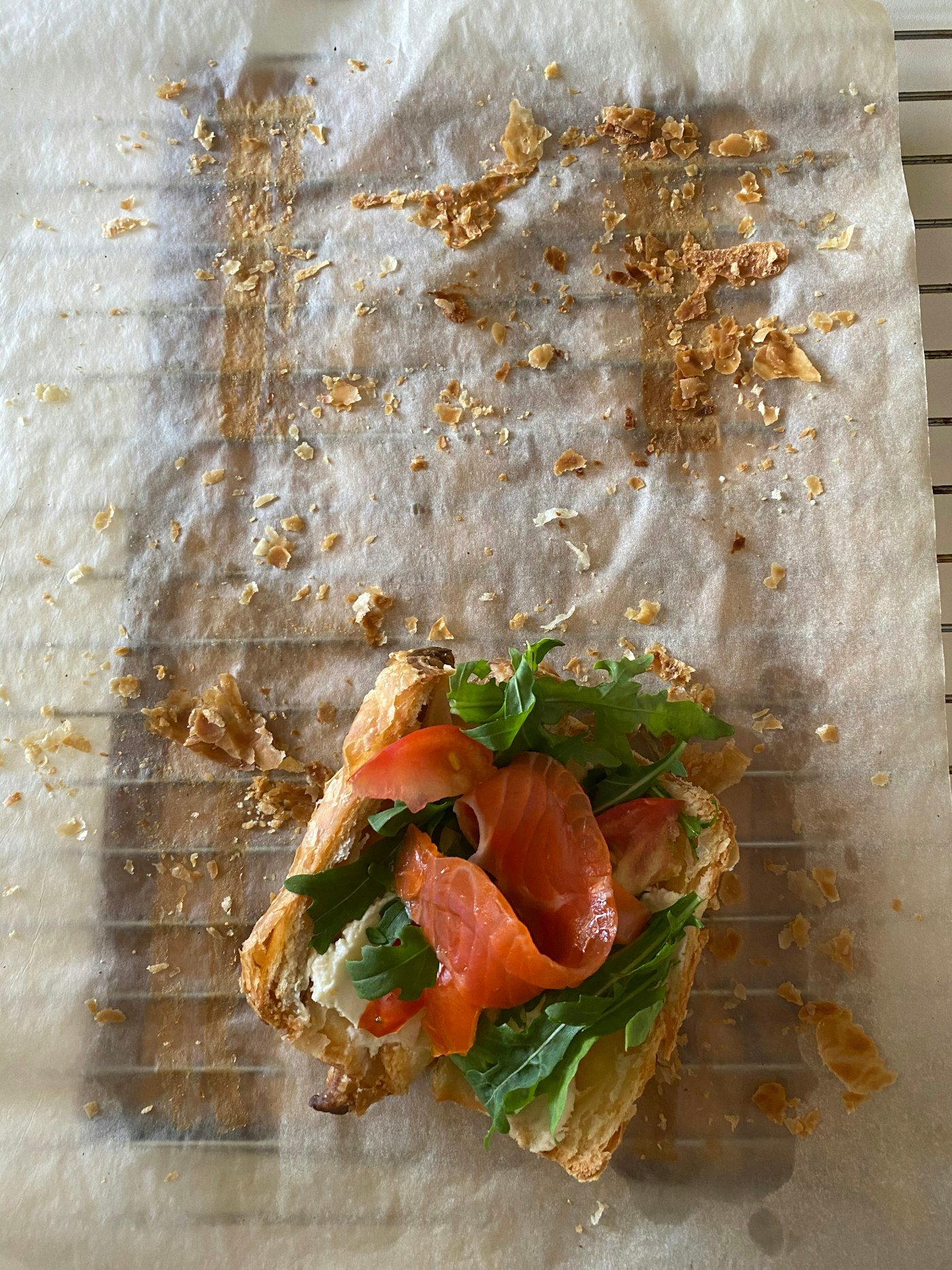 Croissant with smoked salmon filling