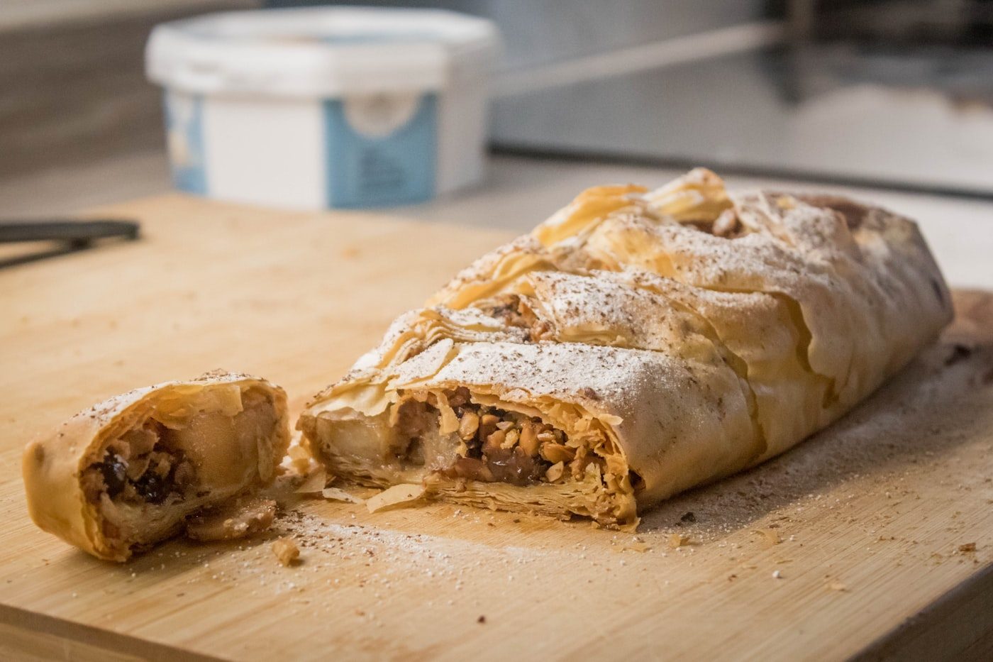 Apple strudel pastry slice