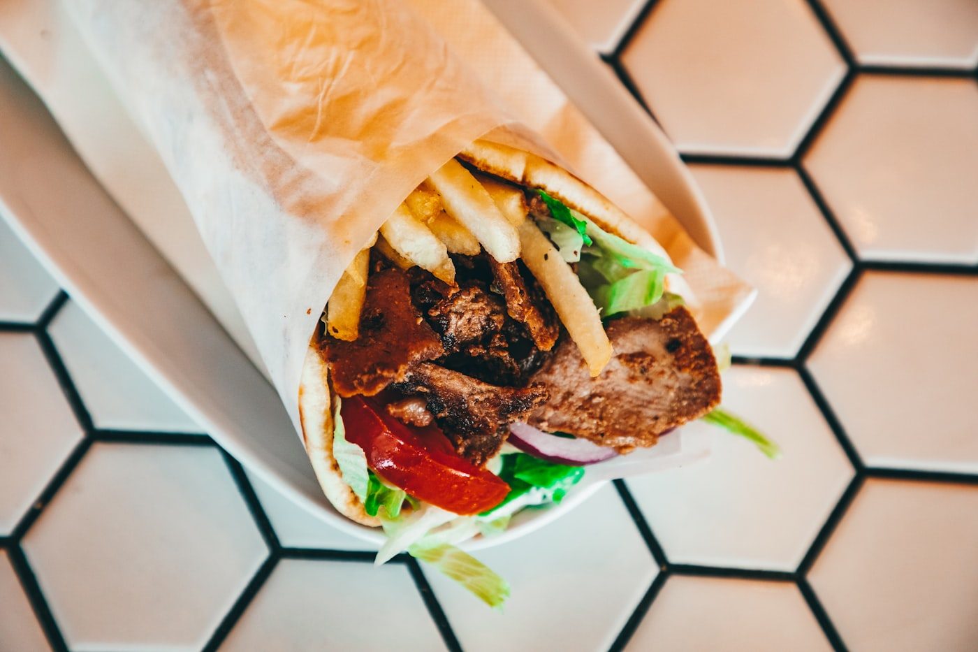 Lamb tikka kebab plate with salad
