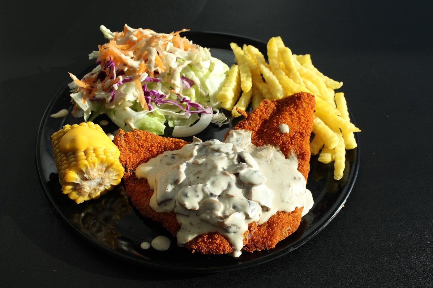 Chicken escalope plate with sides