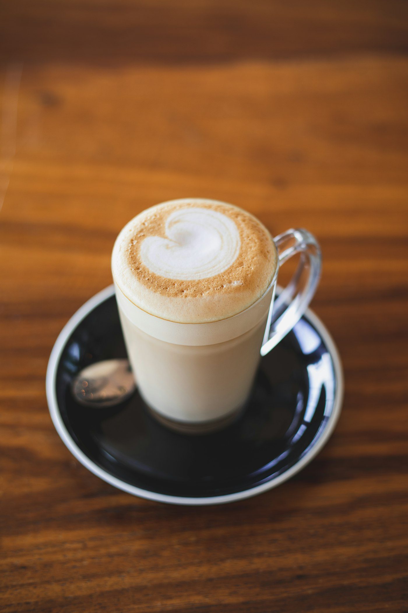 Coffee latte with heart latte art