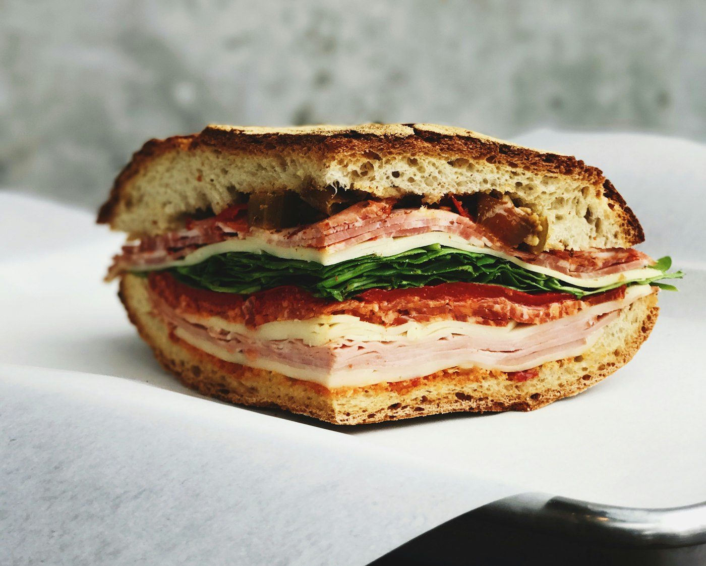 Ham cheese and tomato sandwich