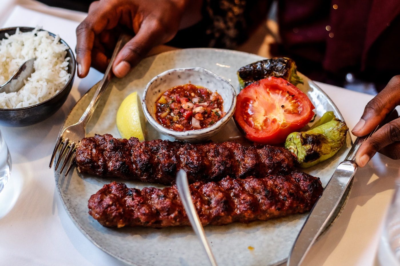 Skewer of grilled kofta